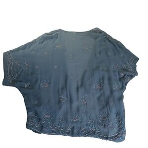 Blank London Embroidered‎ Kimono OS Anthropologie Boho Shrug Beaded Sheer Drape